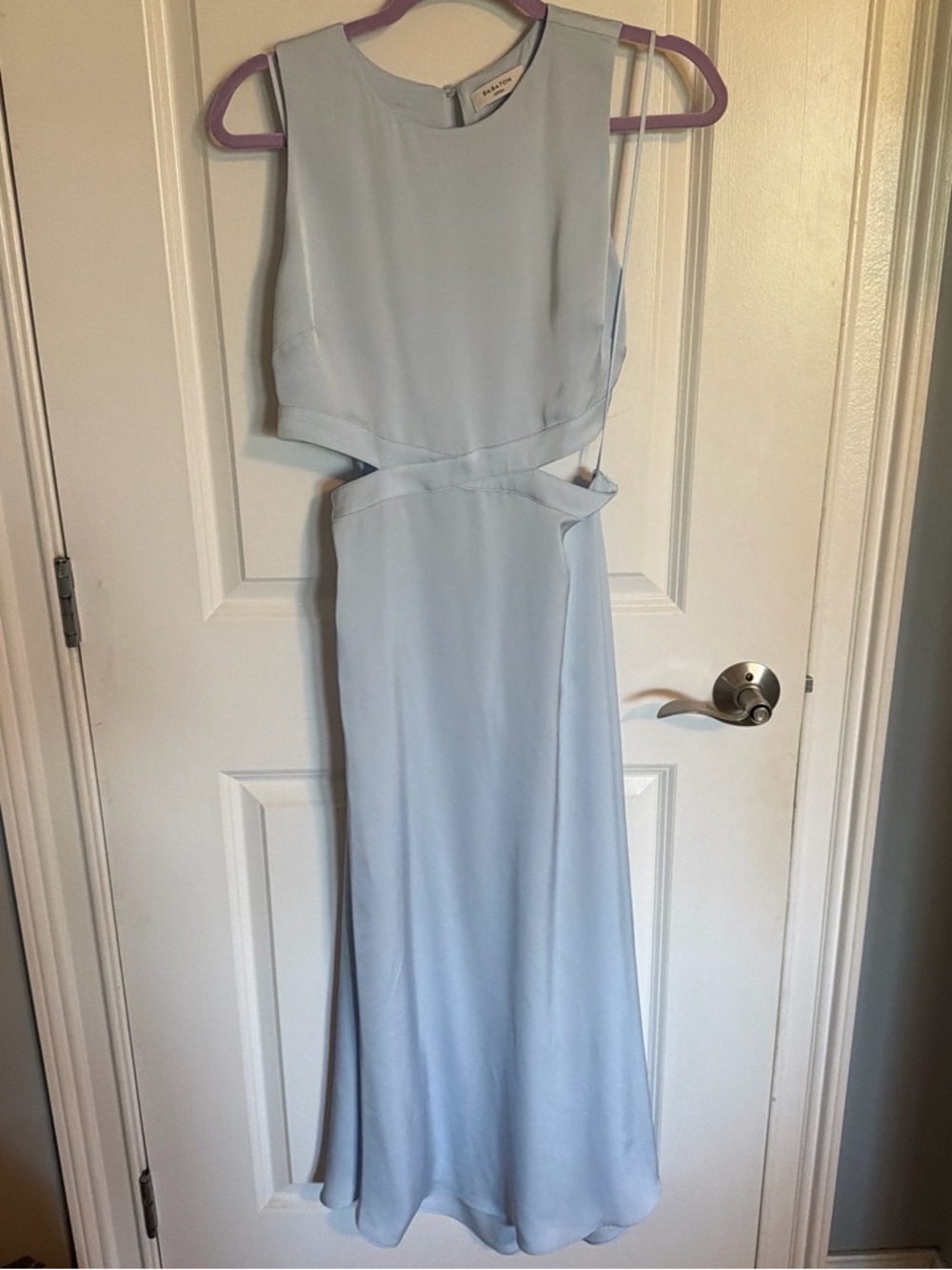 Babaton Light Blue Backless Cutout Maxi Dress